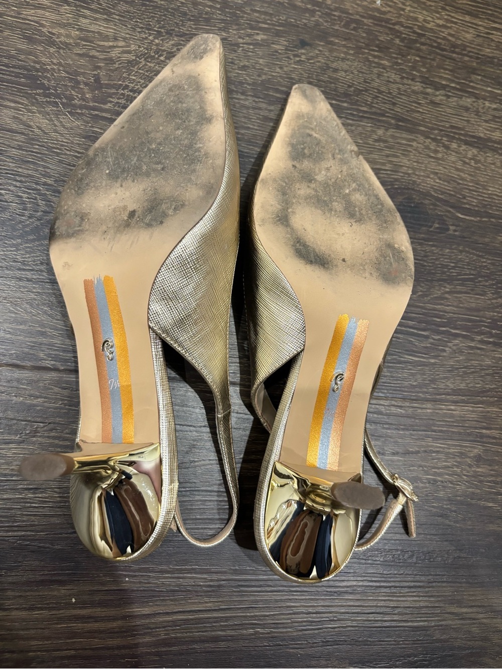 Sam Edelman Gold Leaf Faux Leather Bianka Slingback Pump - Picture 6 of 7